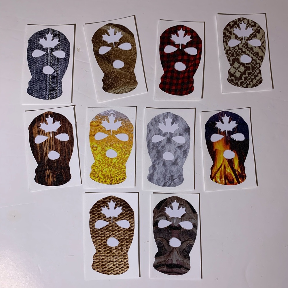 Set of 10 stompdown killaz Unique Patterned ski mask stickers